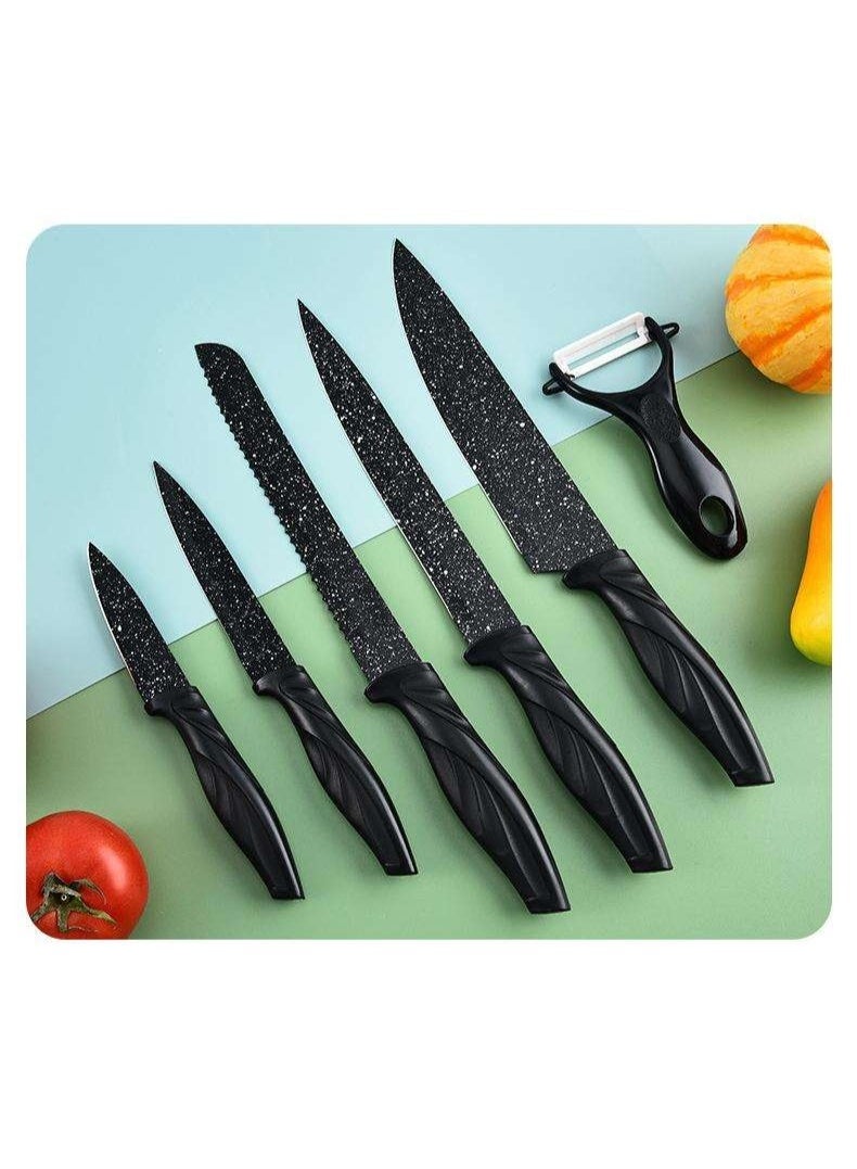 6-Piece Kitchen Knife Set – Stainless Steel Blades with Black Handles, Chef Knife, Paring Knife & Peeler, Multipurpose Cutlery - Image 3